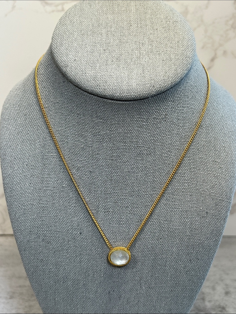 Julie Vos Gold Necklace with Clear Crystal Stone Pendant